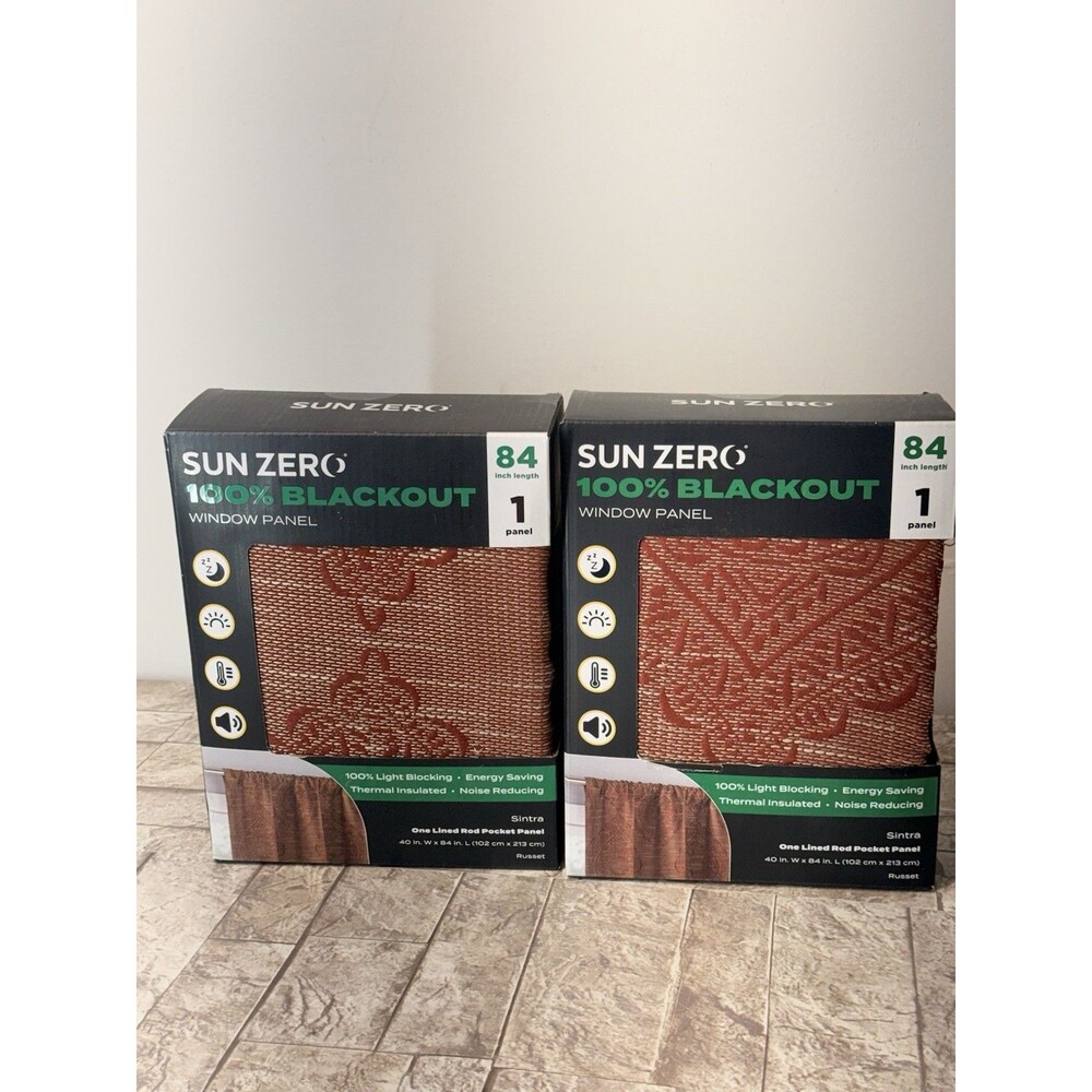 2 PCs Sun Zero Sintra Medallion Russet 40"x84" Polyester 100% Blackout New - Picture 7 of 16